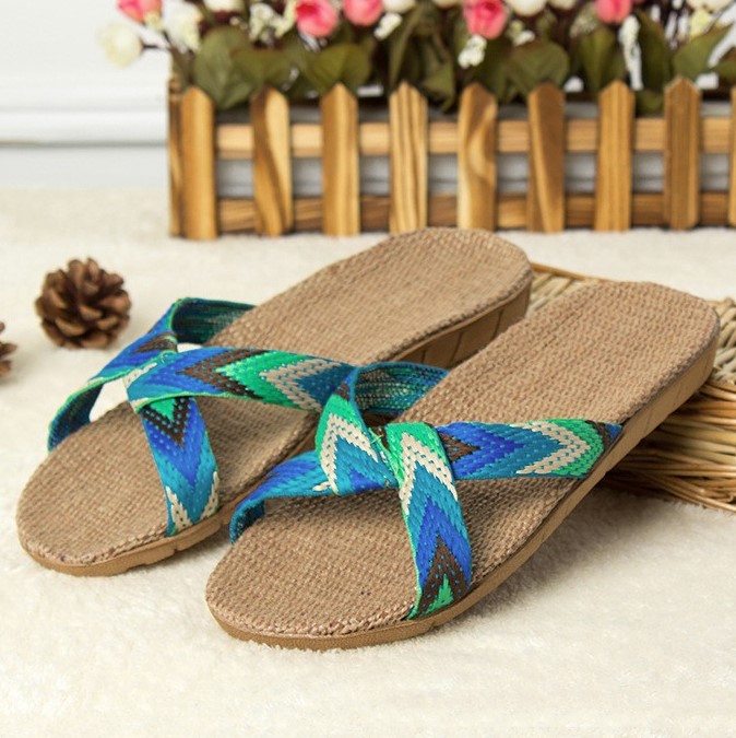 Kira Woven Linen Sandals – cross belt – Boho Melody